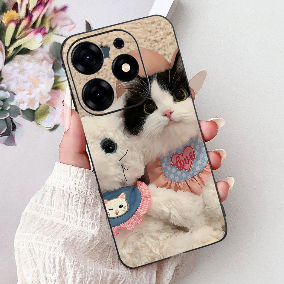 For Tecno Spark 10 Pro Phone Case Spark 10Pro 4G KI7 Elegant Floral Cat Printing Soft Silicone TPU Cases