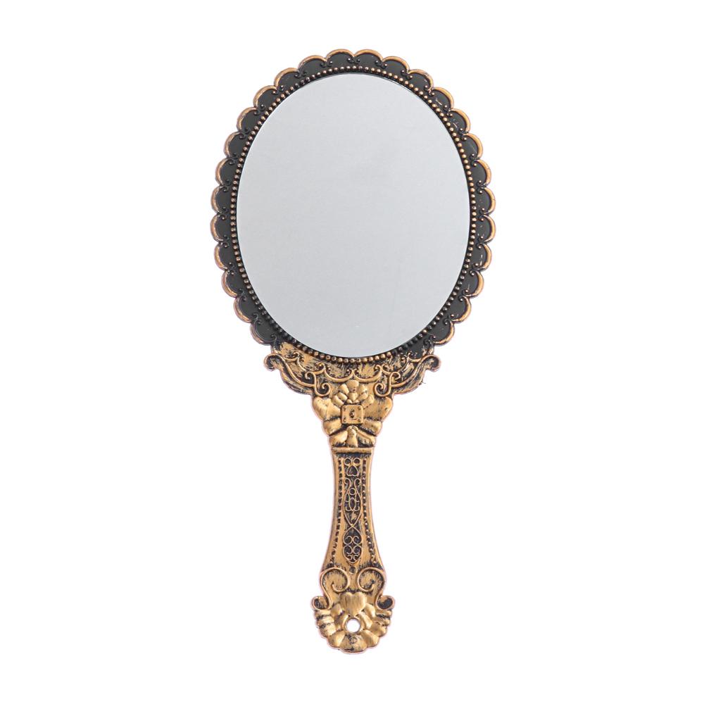 1PC Vintage Oval-Shape HandHeld Mirror Women Girls Standing Makeup Dresser Mirror Vanity Mirror Makeup Supplies