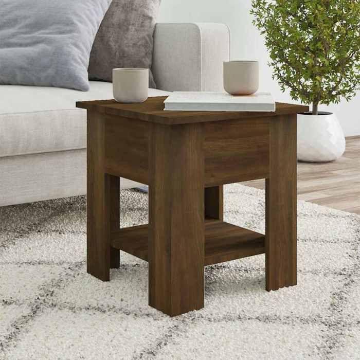 Exclusive House - Brown Oak Coffee Table 40x40x42 Cm Engineered Wood