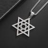 David Shield Hexagon Pendant Necklace Mens Fashion Stainless Steel Cuban Chain Necklace Religious Jewelry