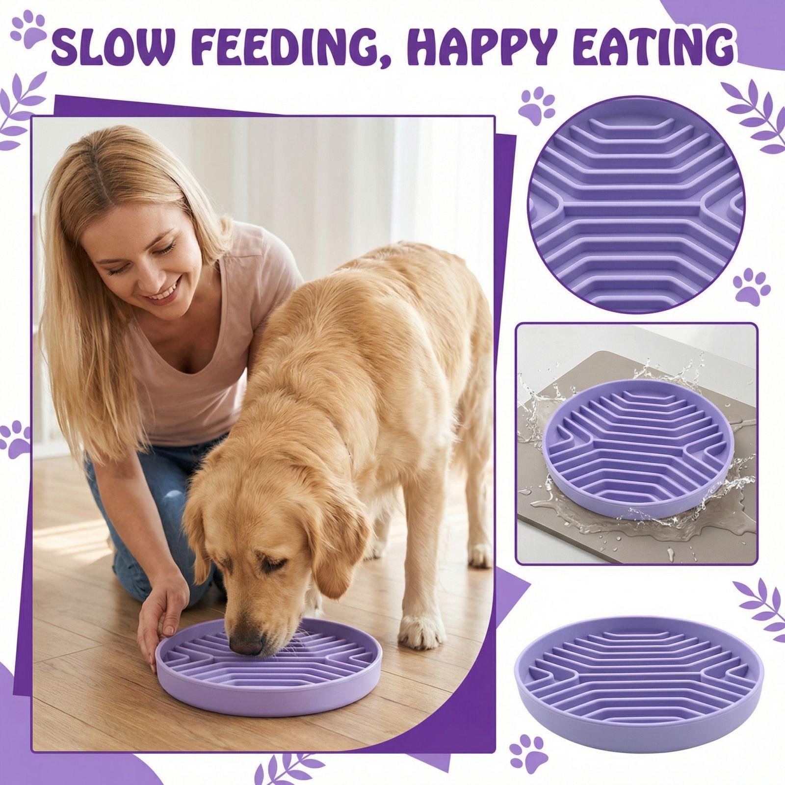 

Pet Slow Eating Bowl Dog Silicone Food Bowl Dog Bowl Dog Meal Basin One Size фіолетовий