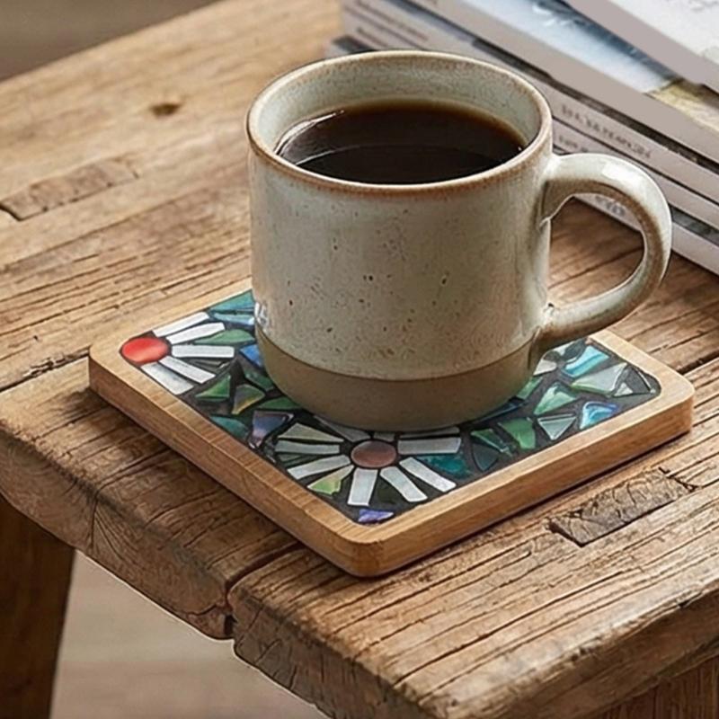 Adult Craft Set For Making Floral Coaster Includes Glass And Bamboos Base Random Color And Shape