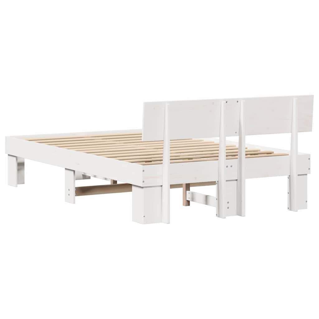 Bed Frame with Headboard White 120 x 200 cm Solid Pine Wood