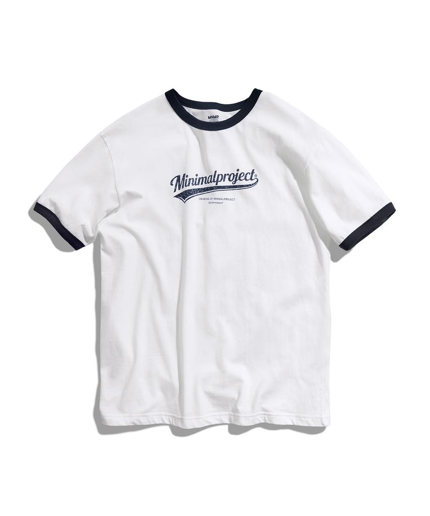 MINIMALPROJECT Washed Drawing Ringer Short Sleeve T-Shirt Mst185 [White]