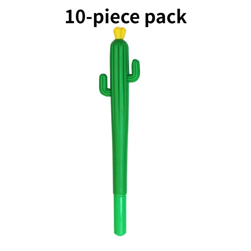 

10 sets of cute cartoon stress relief pen cactus soft glue neutral pen student creative stationery prickly pear shape pen