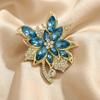Delicate Blue Flower Brooch, Rhinestone Encrusted Alloy Pin, Elegant Jewelry for Women Bag Coat, Perfect Gift for Celebration