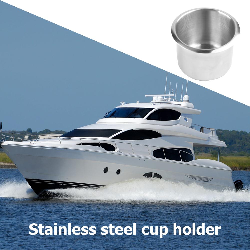 Stainless Steel 68mm Hole Cup Holder 55mm Height RV Camper Marine Boat Vehicle Drinking Holder for Car Truck Limo Modification