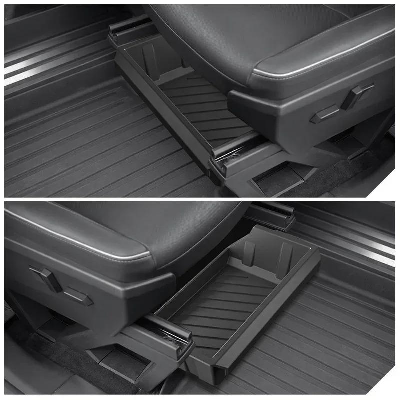 For Tesla Cybertruck 2025 Underseat Storage Box TPE Front Seats Drawer Hidden Storage Tray Organizer Car Interior Accessories