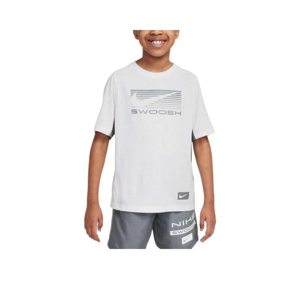 Nike Dri-Fit Multi Swoosh Series Comfortable Breathable Sweat-Wicking Short Sleeve Kids Tops HJ3743-100