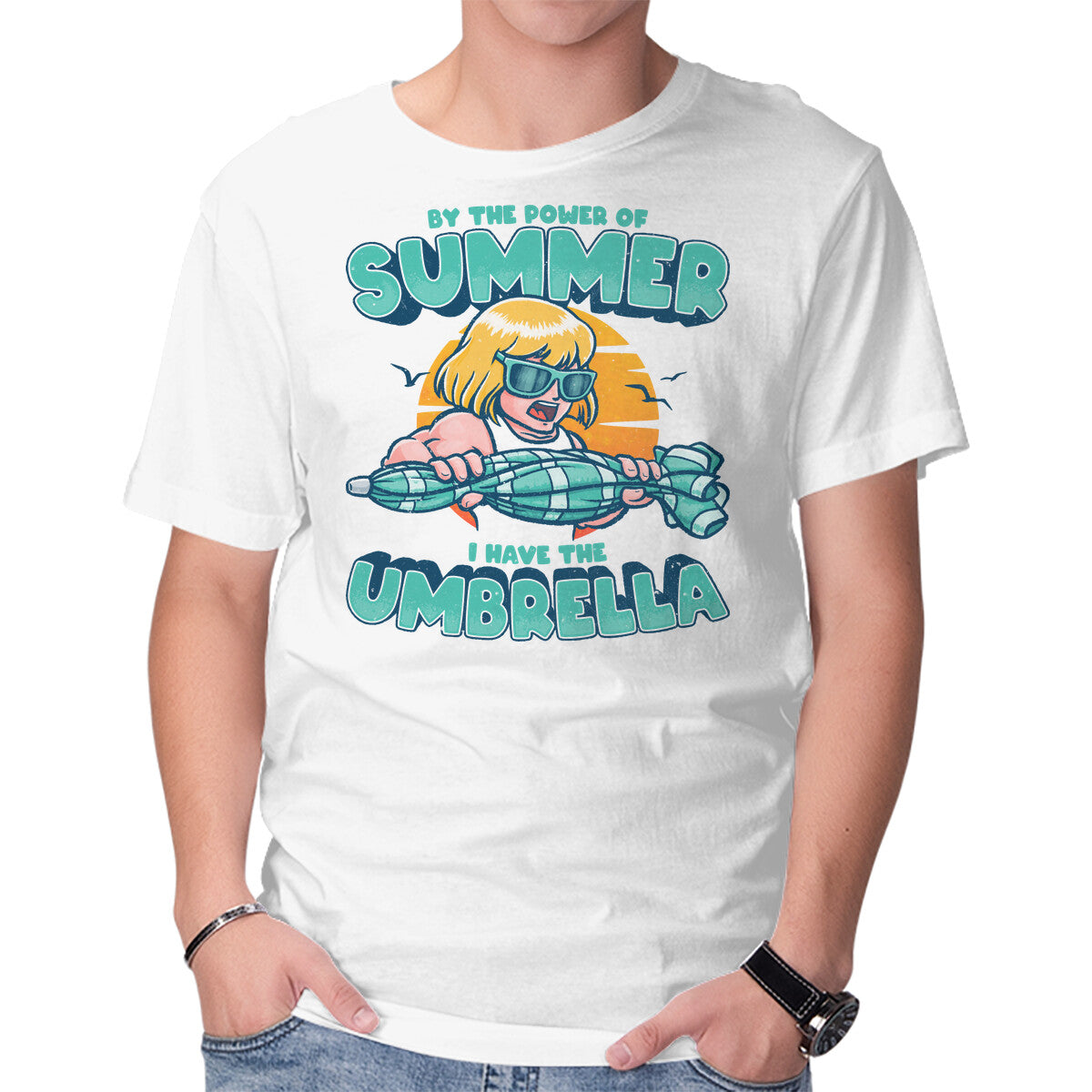 Unisex Crew Neck T-Shirt Power Of Summer Graphic Short Sleeve Casual Tee XS