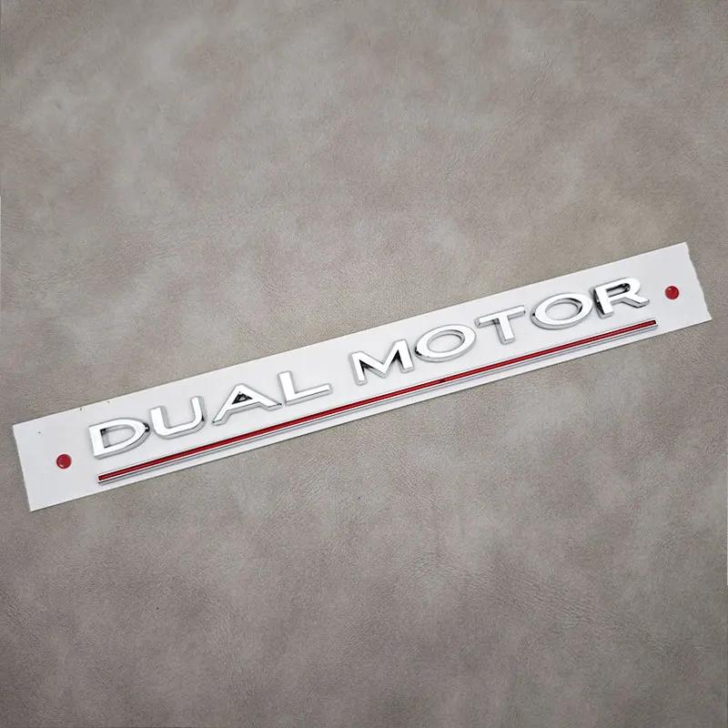 3D Letter Dual Motor Underlined Emblem Badge Car Rear Trunk Decal Sticker for Tesla Model 3 X Y S Decorative Auto Accessories