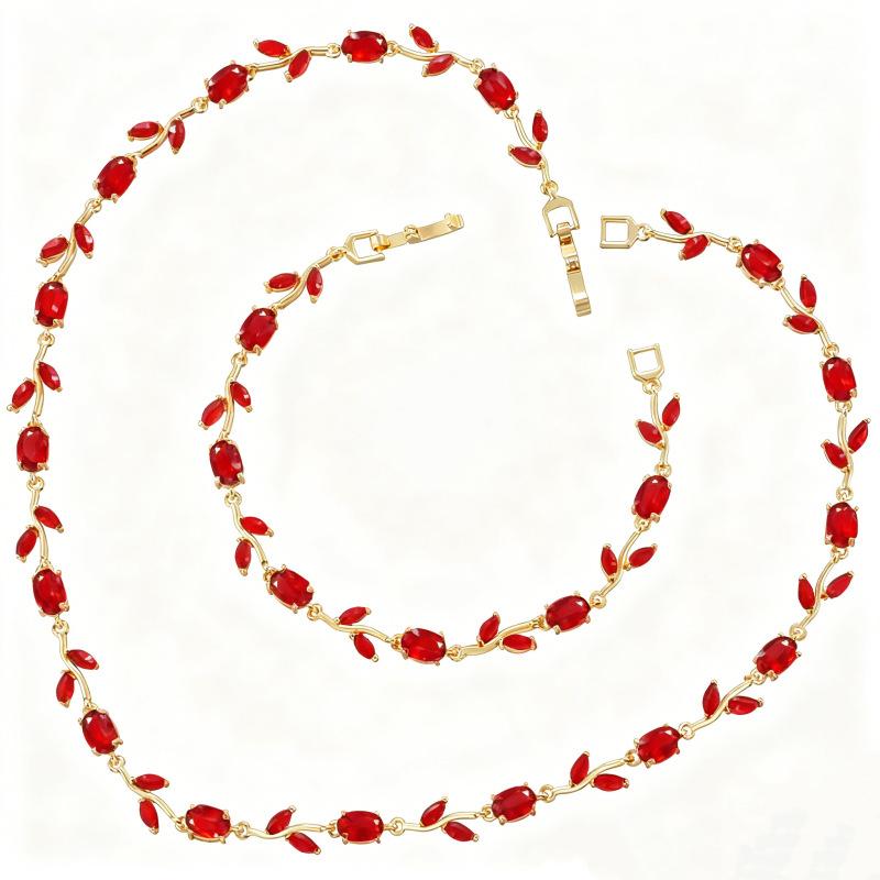 Light Luxury AAAAA Zircon Bracelet & Necklace Women's Exquisite Tulip Plant Design Jewelry Set