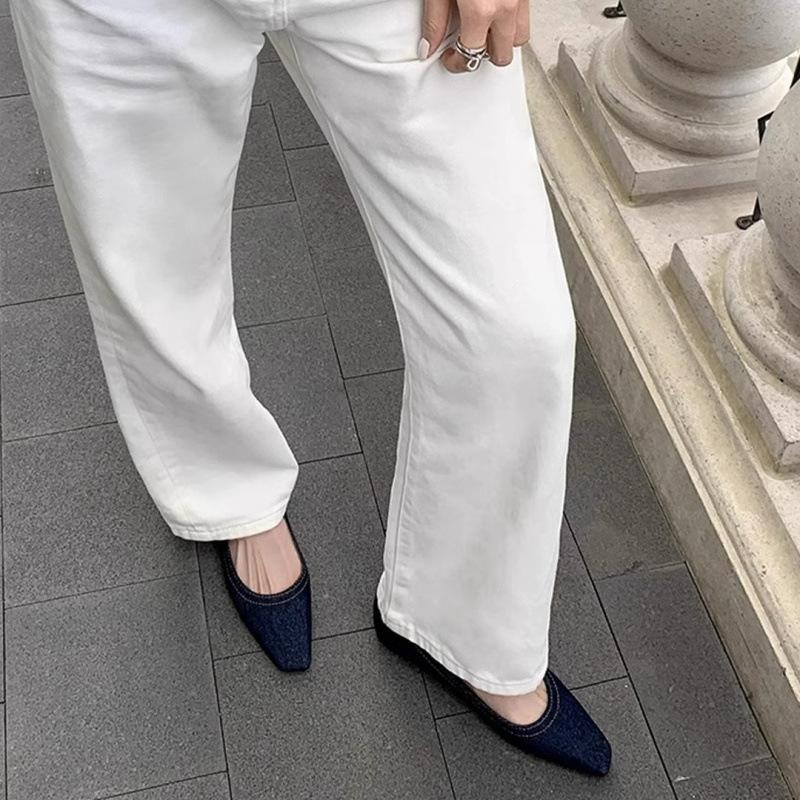 Speed hair denim single shoes women's autumn new shallow mouth inner height increase square head Huizhou women's shoes