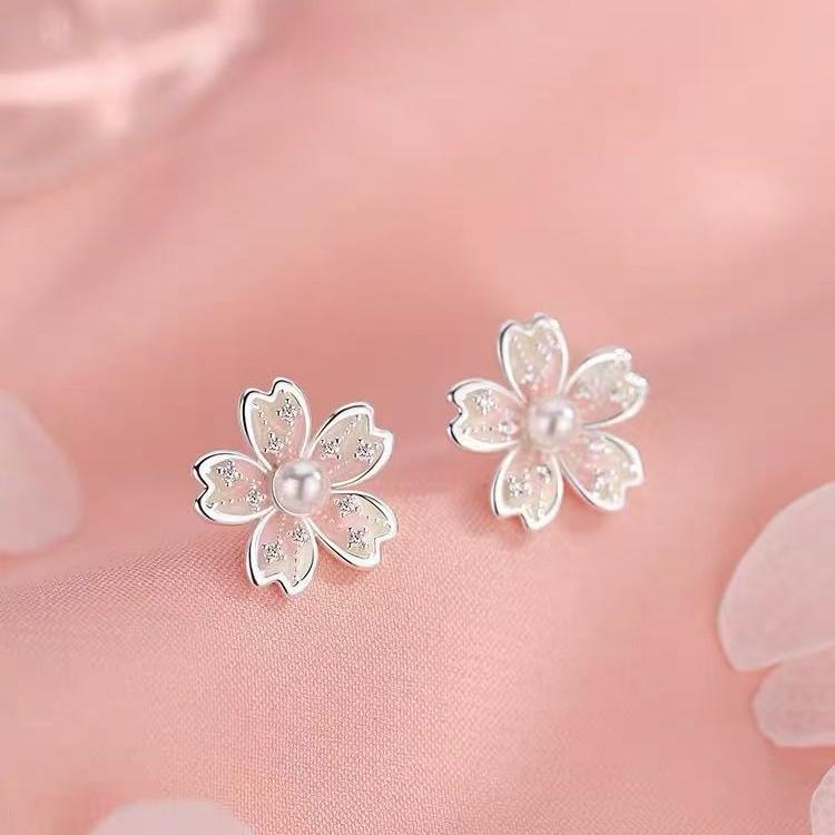 Female Niche Light Luxury Cherry Blossom Earrings 1 pair