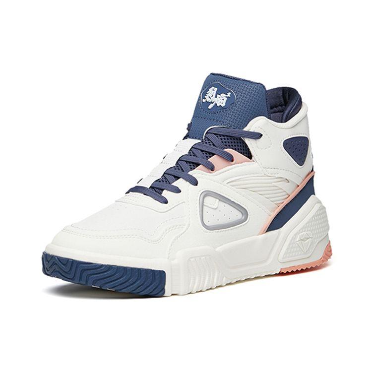 Anta Lifestyle Series Flame Trendy Casual High-Top Skate Shoes Women Sneakers White Blue 122148088-5