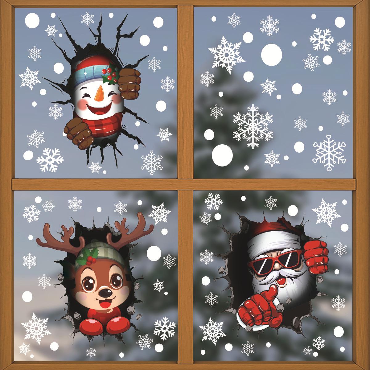 

Christmas Snowman Elk Cartoon Bedroom Decoration Stickers Window Glass Door and Window Layout Electrostatic Glass Stickers
