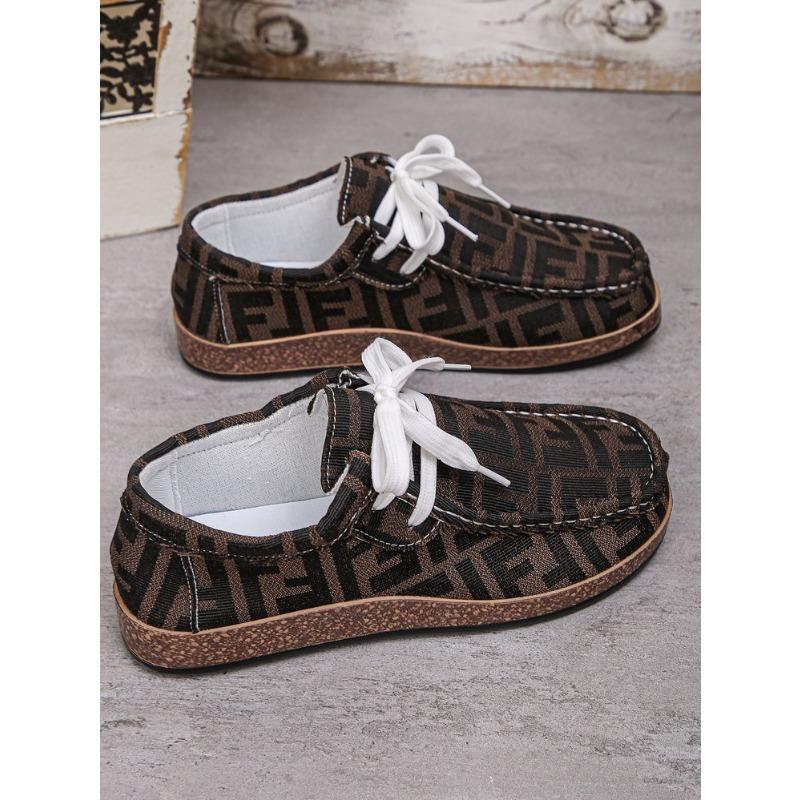 Plus Size Ethnic Style Lace-up Shoes Women's Low-top Letter Colorful Graffiti Canvas Flat Shoes