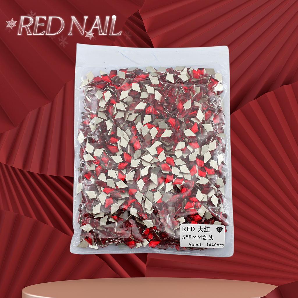 Pachet întreg de Crăciun de Anul Nou, mic, mare, roșu, fund plat, formă specială, diamant, artă pentru unghii, ornament pentru unghii, diamant roșu în formă specială