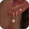 Triple Huggie Stacked Earrings for Women Gold Chain Drop Dangle Earrings Cute Statement CZ Earrings Trendy Dainty Jewelry Gift