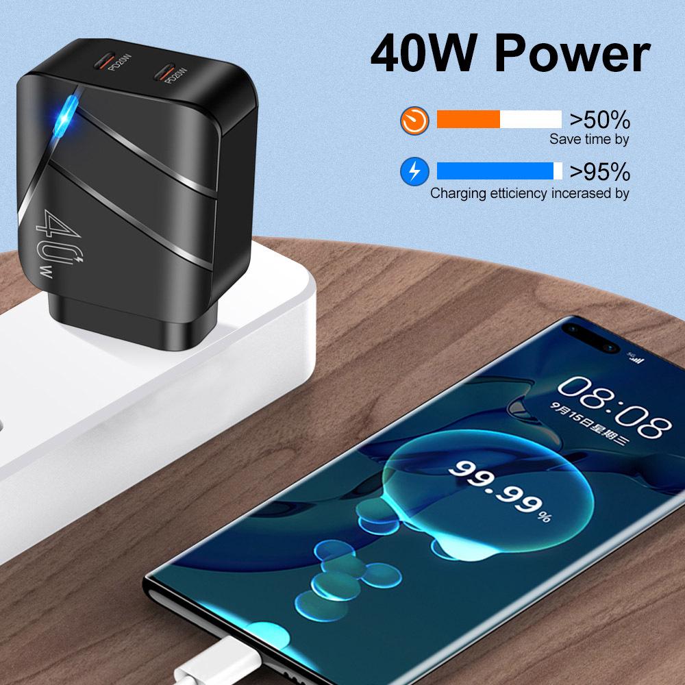 PD40W Fast Charger for Huawei & Apple iPhone Pro - EU/UK Standard, Smart Compatibility.