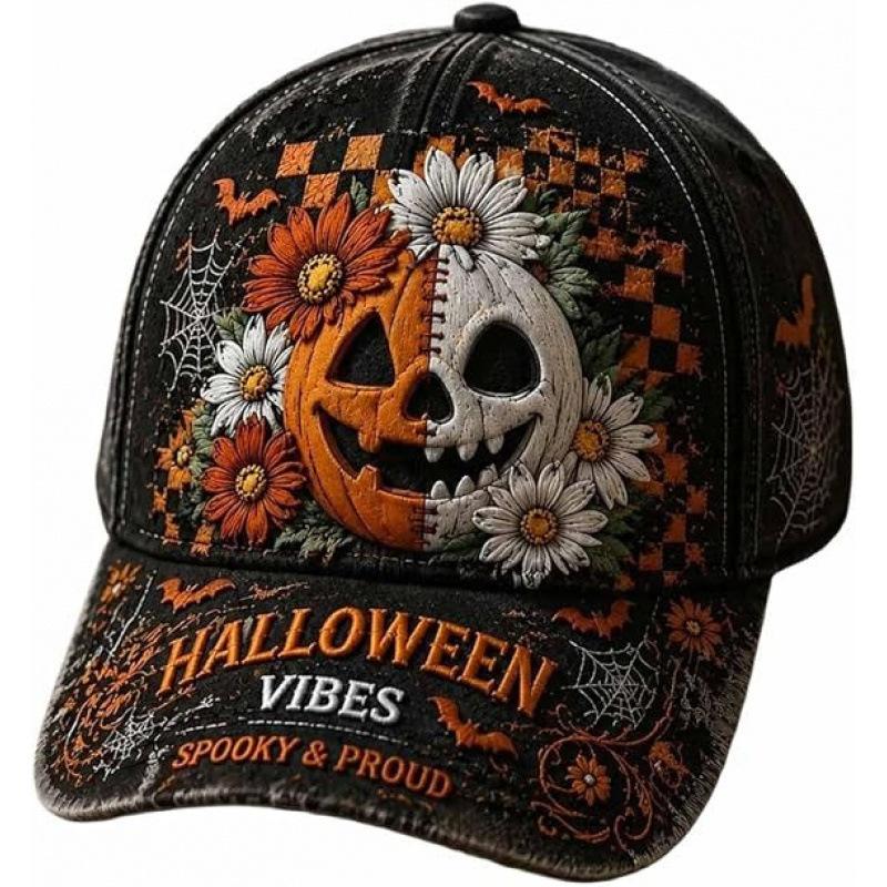 D print Halloween baseball cap women's spring and summer sunshade sun protection cap American style versatile fashion hat sun protection