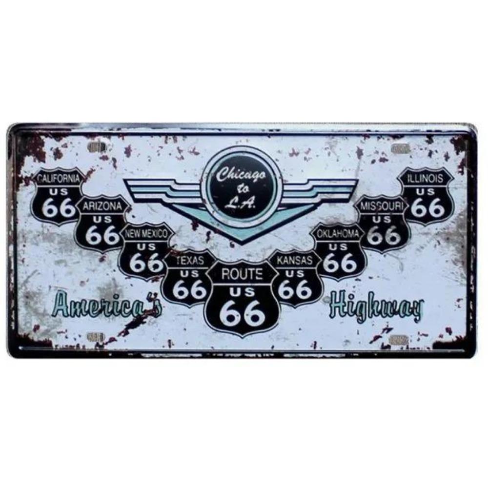 Retro Metall USA Logo, Route66 Kunstposter, 30x15 cm Bar Dekoration