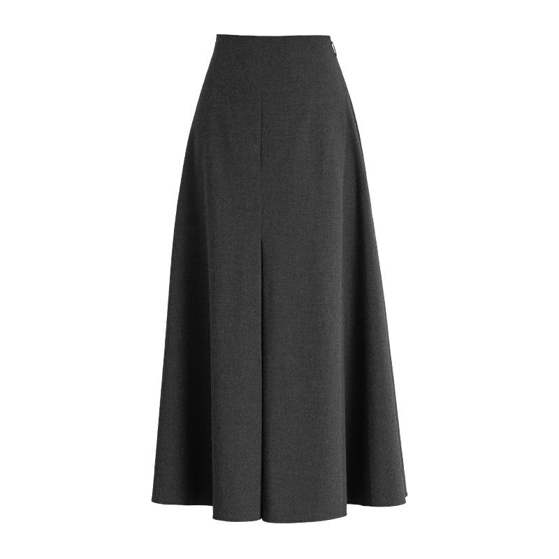 Xin Ge Women s Grey High-Waist A-Line Skirt - Slimming, Loose Fit, Spring Collection M серый/древесный уголь