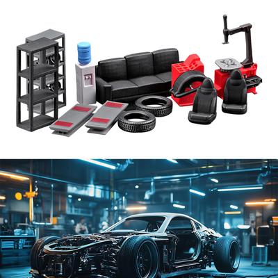 12 Stück Simulierendes Auto-Wartungswerkzeug Modell DIY Dekoration Harz Werkstattzubehör für 1/64