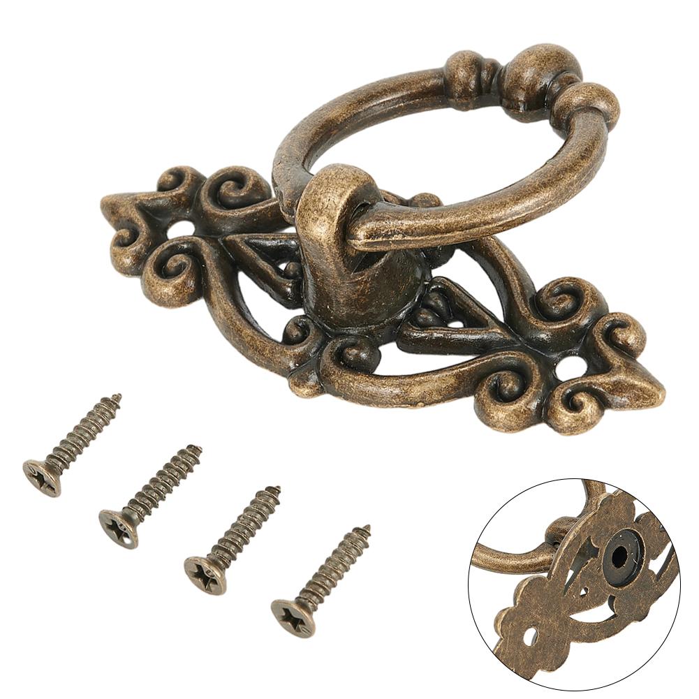1PCS Retro Zinc Alloy Kitchen Drawer Cabinet Door Handle Furniture Knobs Hardware Cupboard Antique Pull Ring Handles With Screw