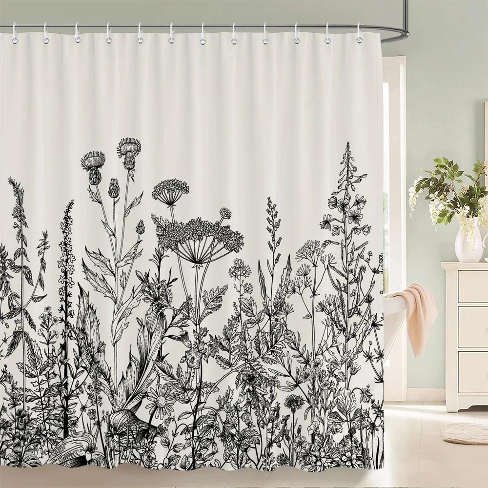 וילונות מקלחת מבד עמיד למים עלי עץ ליבנה לבנה אמבטיה גדול 240X180 הדפסה תלת ממדית קישוט וילון מקלחת מסך אמבטיה