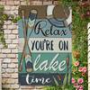 Tin Sign Relax Youre On Lake Time Vintage Beach Boat Plaque Metal Art Wall Decor for Bar Pub Cottage Cabin Garden Patio   Gift