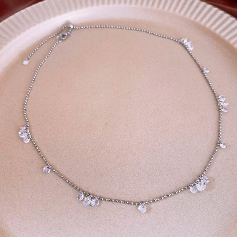 Butterfly Drop Oil Pearl Faux Crystal Necklace Versatile High-end Clavicle Chain Niche Design Jewelry Women