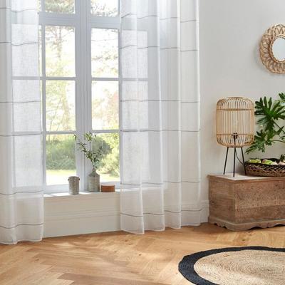 Woven Sheer Horizontal Lines "Indi" 140 X 240 Cm Atmosphera - White