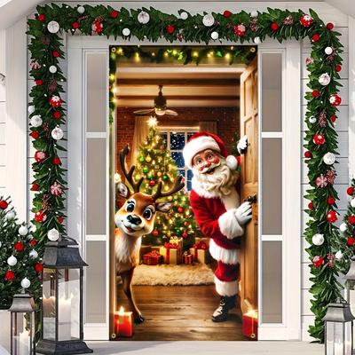 Christmas Door Cover Christmas 2D Door Banner Party Party Decoration Banner