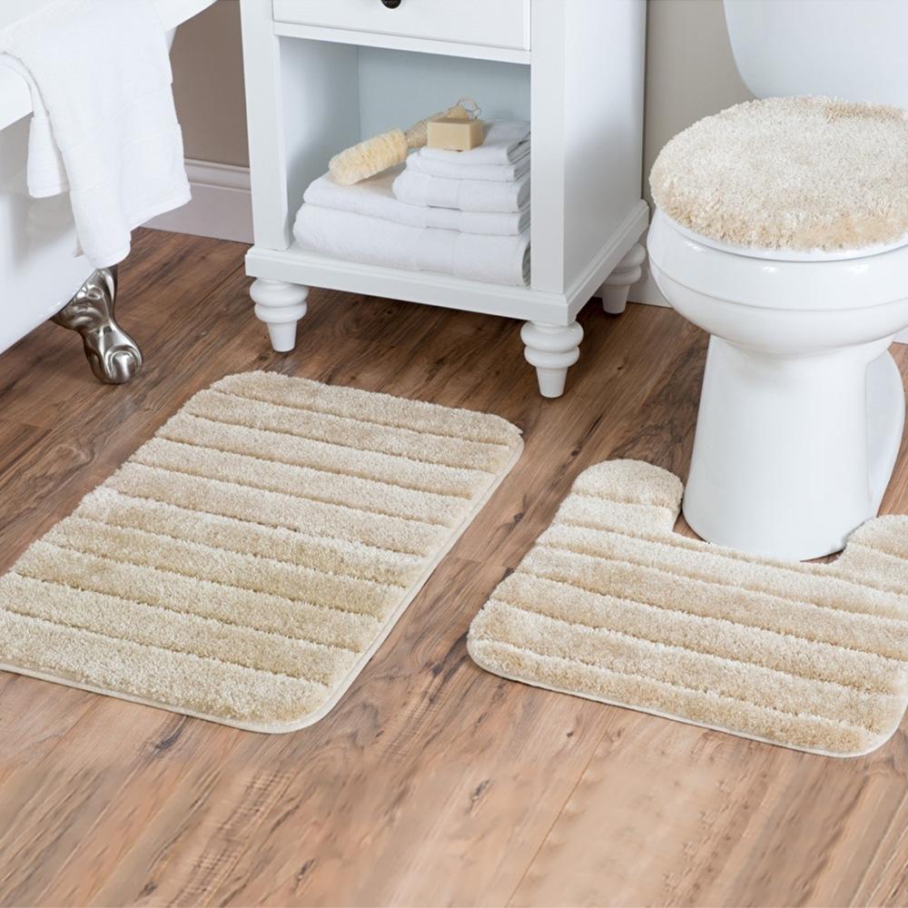 Set 3 pezzi Tappetino da bagno a tinta unita Set Tappeti da bagno con peli soffici Moderno Kit tappetini copriwater rettangolari 50*80 50*40 45*50cm