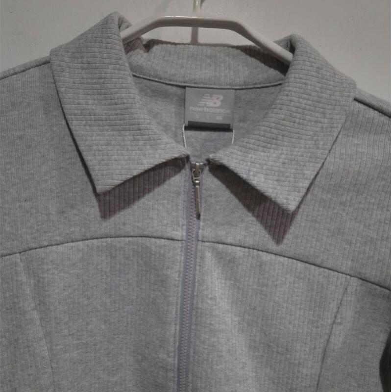 NeW Balance W tWo Way Zip Up Ribbed Collar Melange Gray