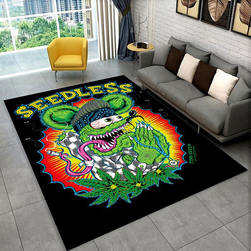 3D Rat Fink Cartoon Raceauto Moto Bord Tapijt Vloerkleed voor Slaapkamer Woonkamer Bank Deurmat Huisdecoratie,Kind Speelruimte Tapijt Antislip