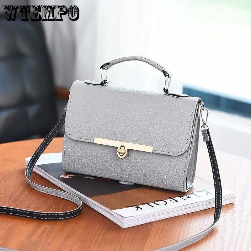 WTEMPO Brand Trendy Fashion Locking Square Bag Hundred Casual Crossbody Bag Shopping Commuting Shoulder Bags