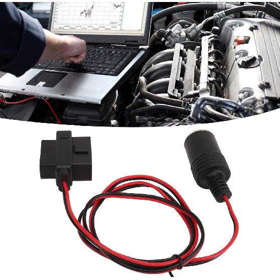 Socket Cable,OBD2 Socket Adapter 16Pin T Head Female Connector Power Cord for Cars with OBD