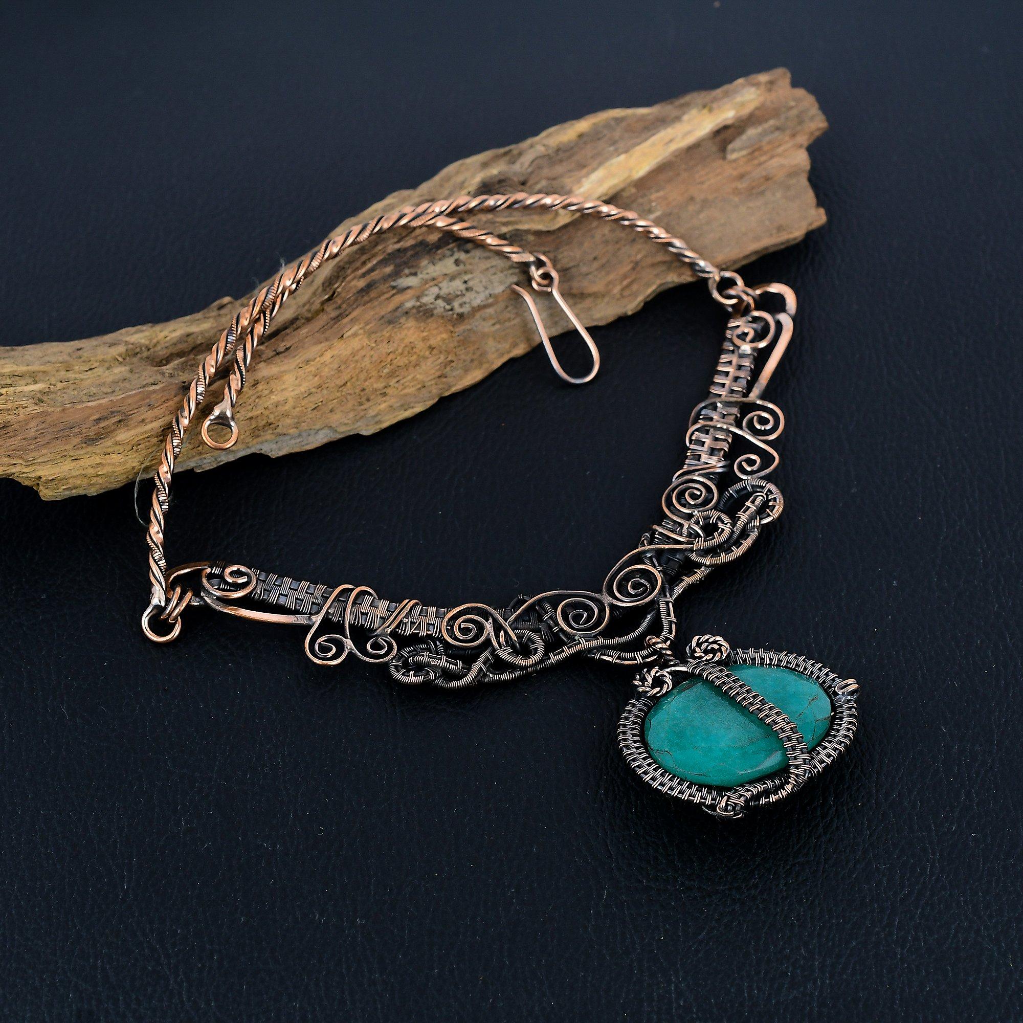 

Изумрудное ожерелье, ожерелье, обмотанное медной проволокой 999 пробы, ювелирные изделия из драгоценных камней, ожерелье ручной работы, изумительные украшения, подарок для нее