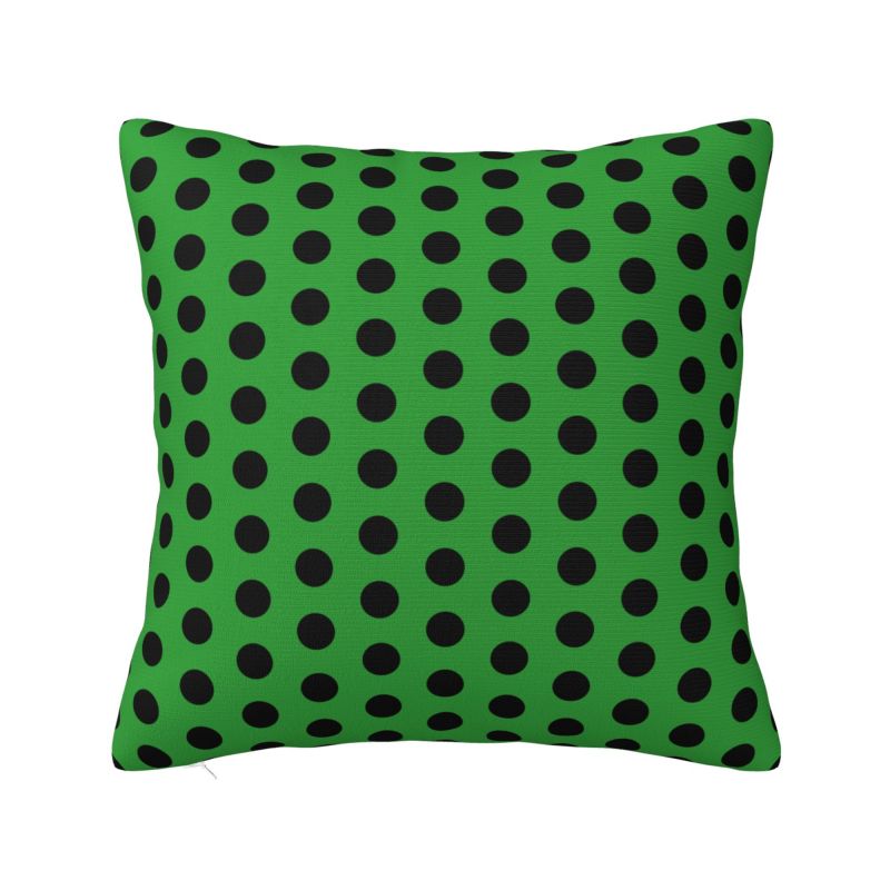 Green And Black Polka Dot Cushion Cover x cm Polyester Soft Throw Pillow Case For Sofa Car Living Room Decoration Pillowcase