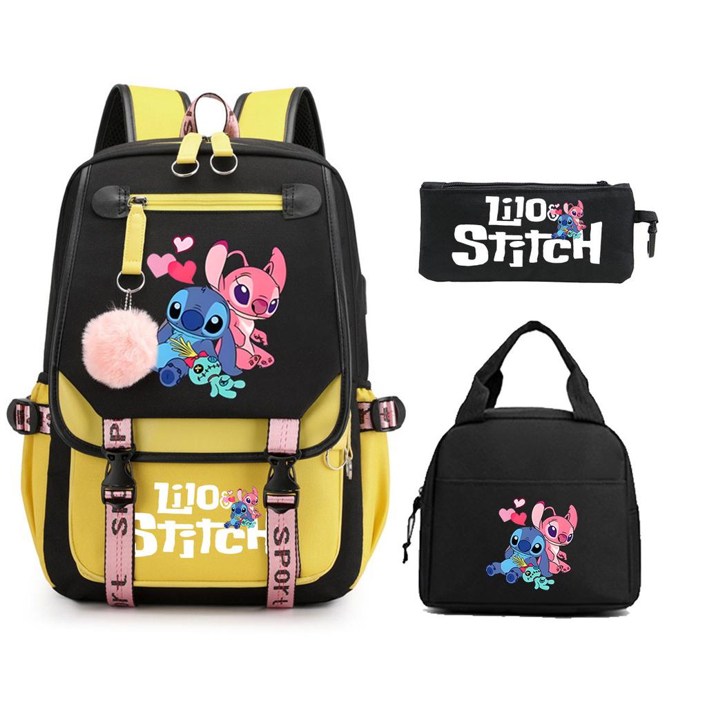 Stitch Cartoon Print School Backpack Lunch Bag Pencil Case Set for Kids Students Lilo & Stitch Shoulder Bag
