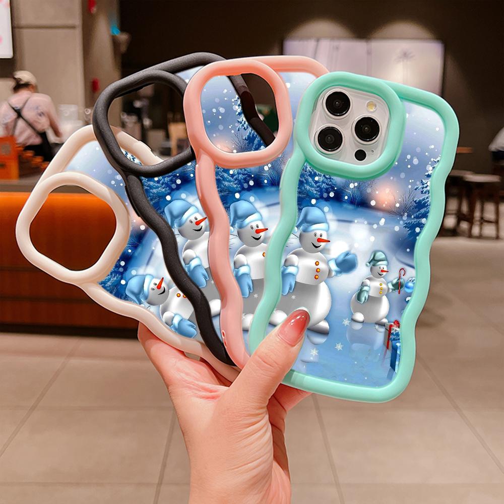 

Мягкий чехол для телефона Macaron Big Wave для iPhone 11 12 13 14 15 Pro Max Samsung A13 A14 A24 A53 A54 A55 Xiaomi Redmi Note 13 12C 13C, чехол A4 с рождественским рисунком