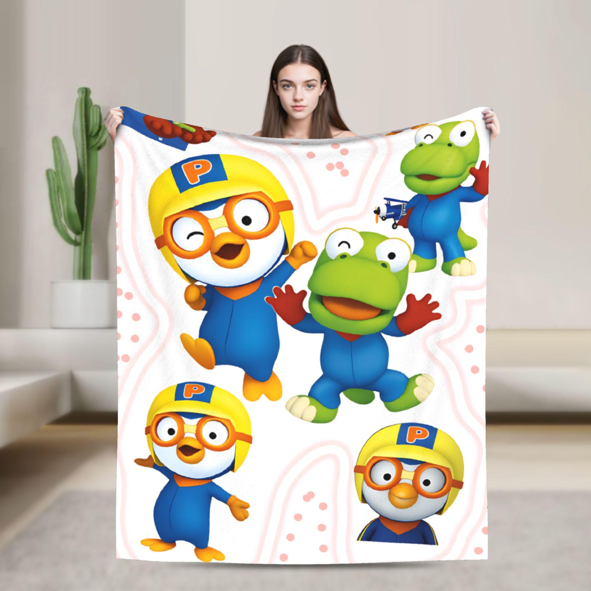 

Pororos the Little Penguins Blankets Cute Cartoon Warm Soft Plush Bedding Throws For Couch Travel Flannel Bedspread Bed Cover 75x90cm