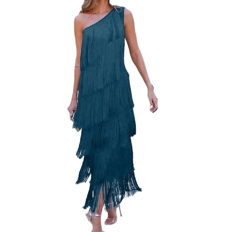 

Женское асимметричное платье. Женское длинное платье без рукавов с наклонным вырезом и без рукавов. XL светло-синий