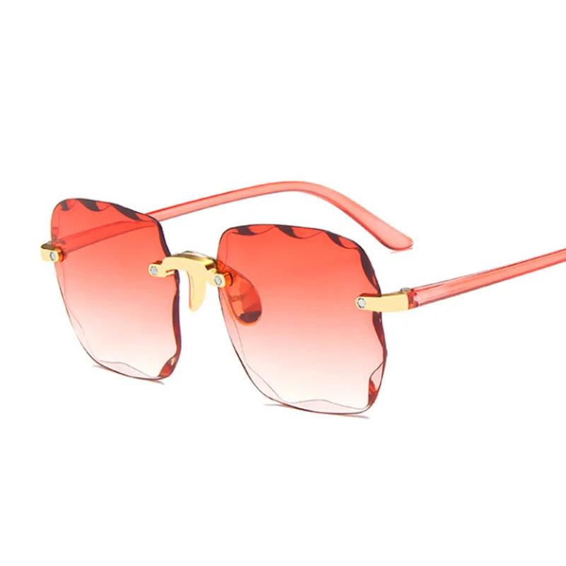Klassische Vintage Quadratische Sonnenbrille Frau Gradienten Spiegel Rahmenlose Sonnenbrille Weibliche Retro Mode Randlose