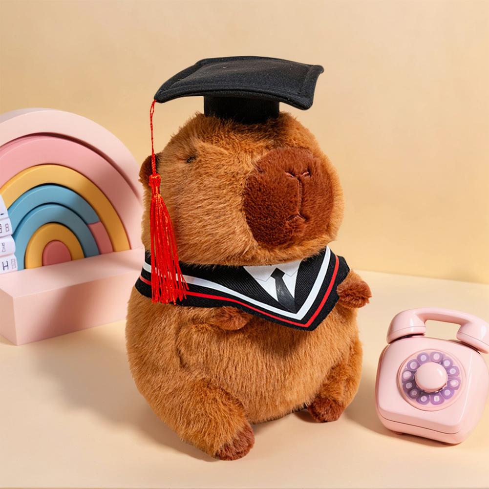 Graduation Cap Plush Capybara Creative Graduating Capybara Plush 25cm Stuffed Capybara Dolls for College Students