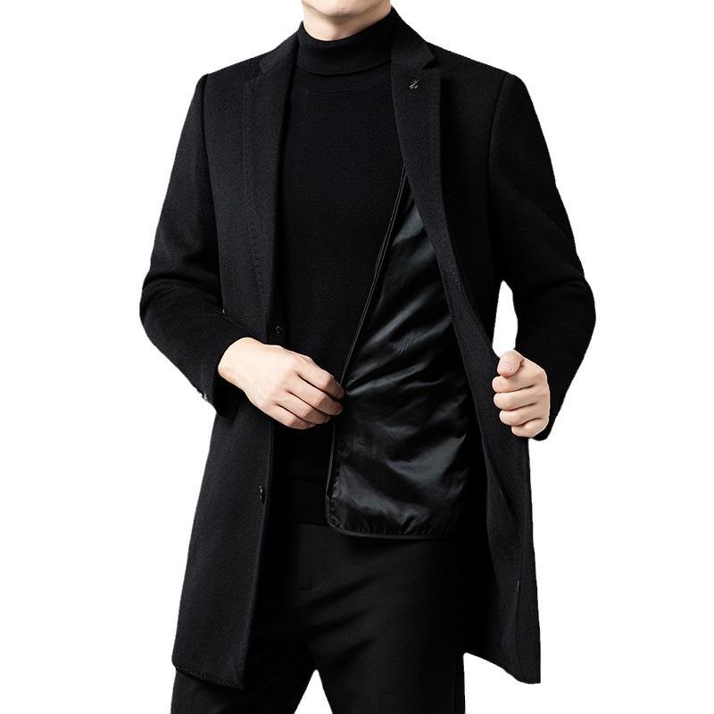 New Middle-aged and Elderly Men's Wool Coat Dad's Mid-length Autumn and Winter Coat Business Casual Men's Clothing