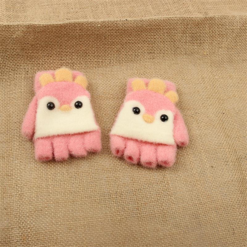 Kids' Winter Flip-Top Fleece-Lined Knit Gloves - Cute, Warm, Half-Finger for Boys & Girls