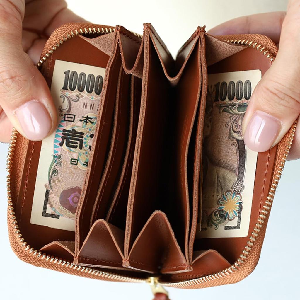 Compact Round Zip Wallet Himeji Leather Gold Small Wallet Mini Wallet Mini Does Not Fold Bills Round Compact [Anac] AK22TA-B0005-GLD